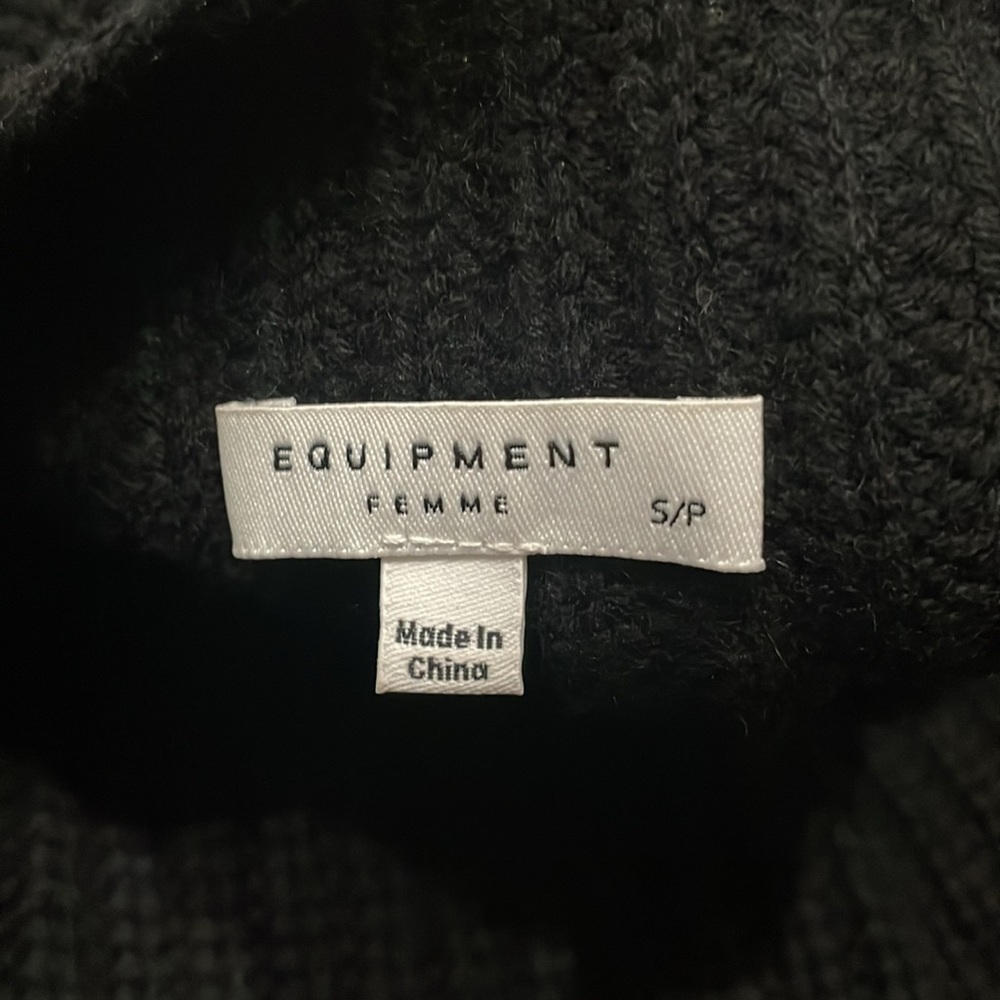 Equipment black funnel neck warm wool cashmere sweater small - Picture 7 of 9
